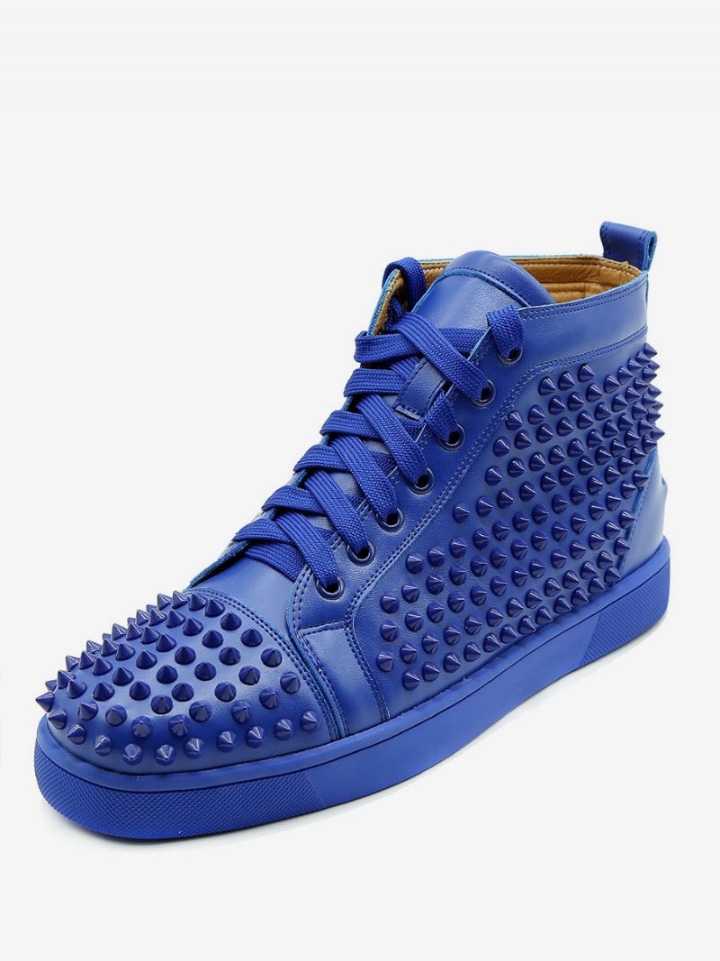 Blaue Nieten-high-top-sneakers Für Herren Skateboard-schuhe