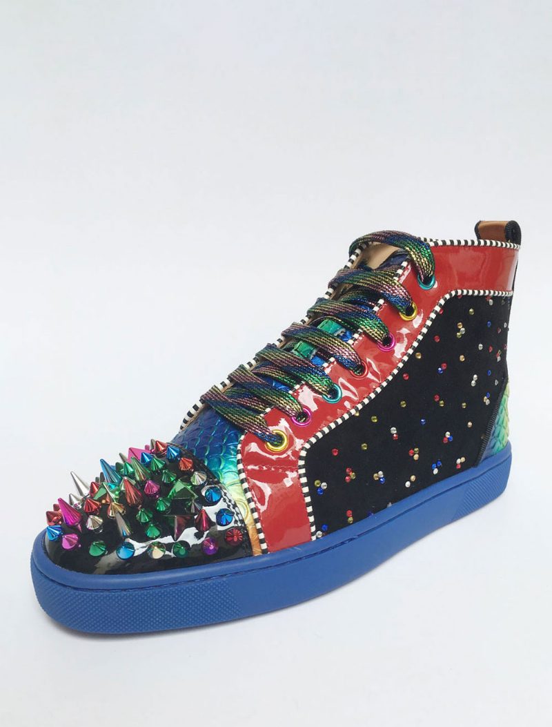 Bunte High-top-sneaker Für Herren Abschlussball Party Spike-schuhe Mit Strass