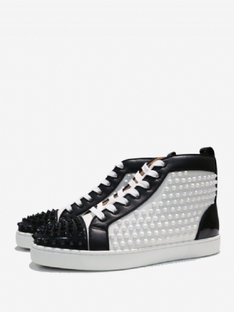 Herren-high-top-sneaker Schwarz Und Weiß Mit Spikes