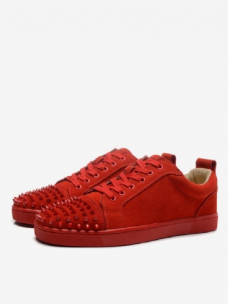 Herren-skateschuhe Aus Rotem Wildleder Niedrige Sneakers Mit Spikes