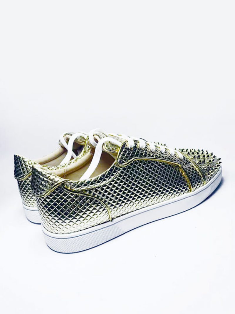 Herren-skateschuhe Goldene Runde Zehennieten Geometrische Schnürschuhe Sneakers - Gold