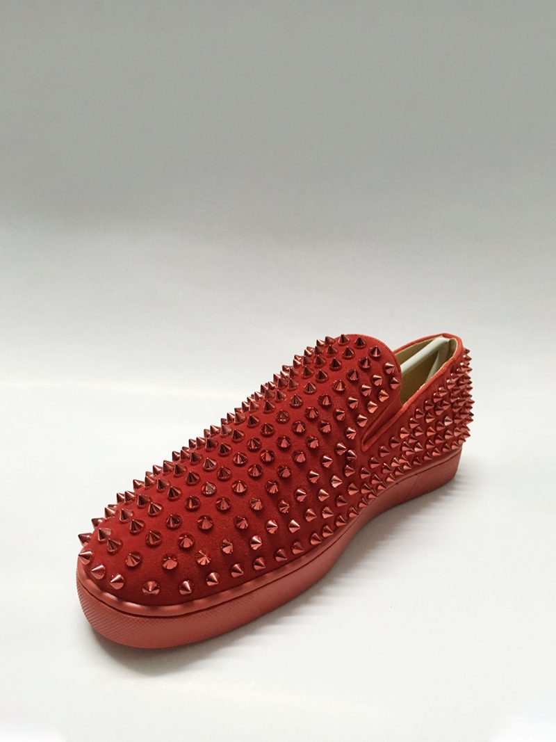 Herren-slip-on-sneaker Aus Rotem Wildleder Mit Spikes Für Herren - Rot