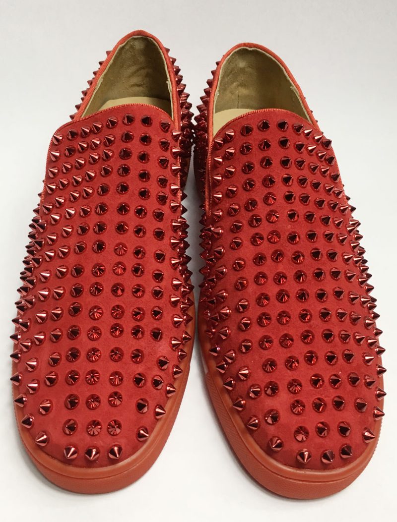 Herren-slip-on-sneaker Aus Rotem Wildleder Mit Spikes Für Herren - Rot