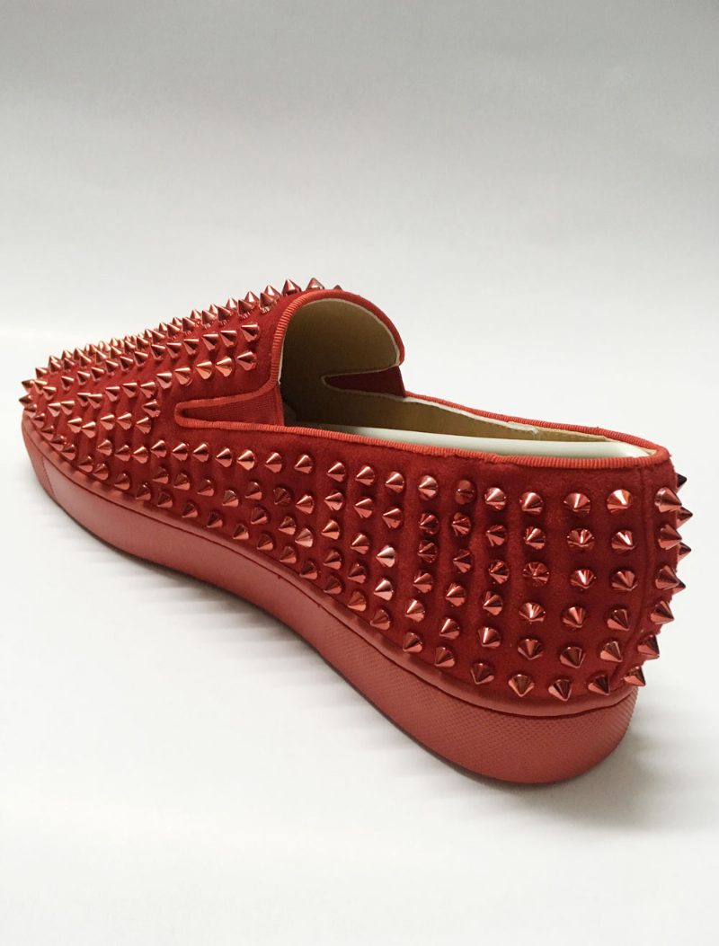 Herren-slip-on-sneaker Aus Rotem Wildleder Mit Spikes Für Herren - Rot