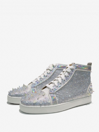 Herren-sneaker Mit Holografischen Strasssteinen High-top Abschlussball Party Spikes