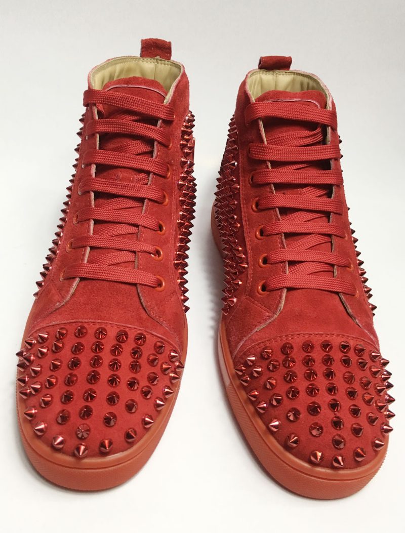 Herren Spike-schuhe Aus Rotem Wildleder Hohe Sneakers Abschlussball-party-schuhe - Rot