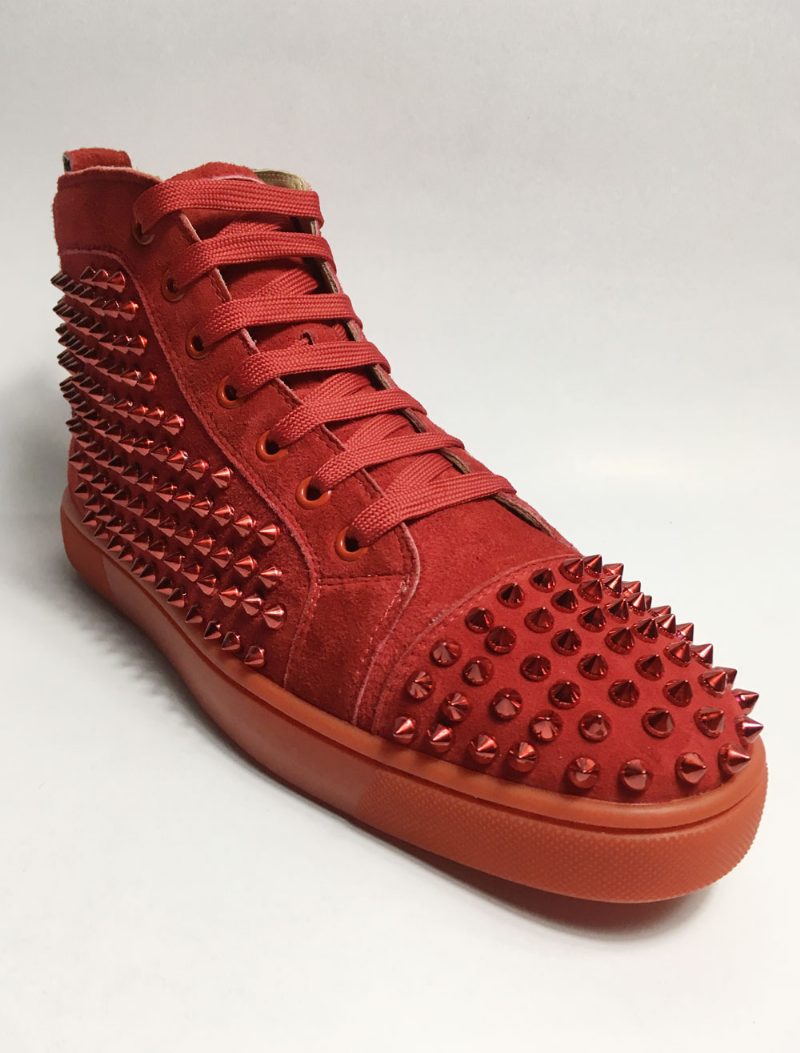 Herren Spike-schuhe Aus Rotem Wildleder Hohe Sneakers Abschlussball-party-schuhe - Rot