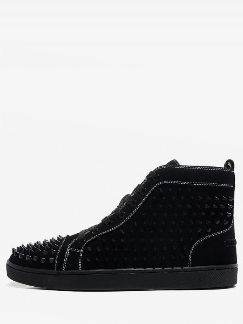 Schwarze Wildleder-high-top-sneaker Für Herren Mit Spikes-schuhen