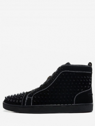 Schwarze Wildleder-high-top-sneaker Für Herren Mit Spikes-schuhen