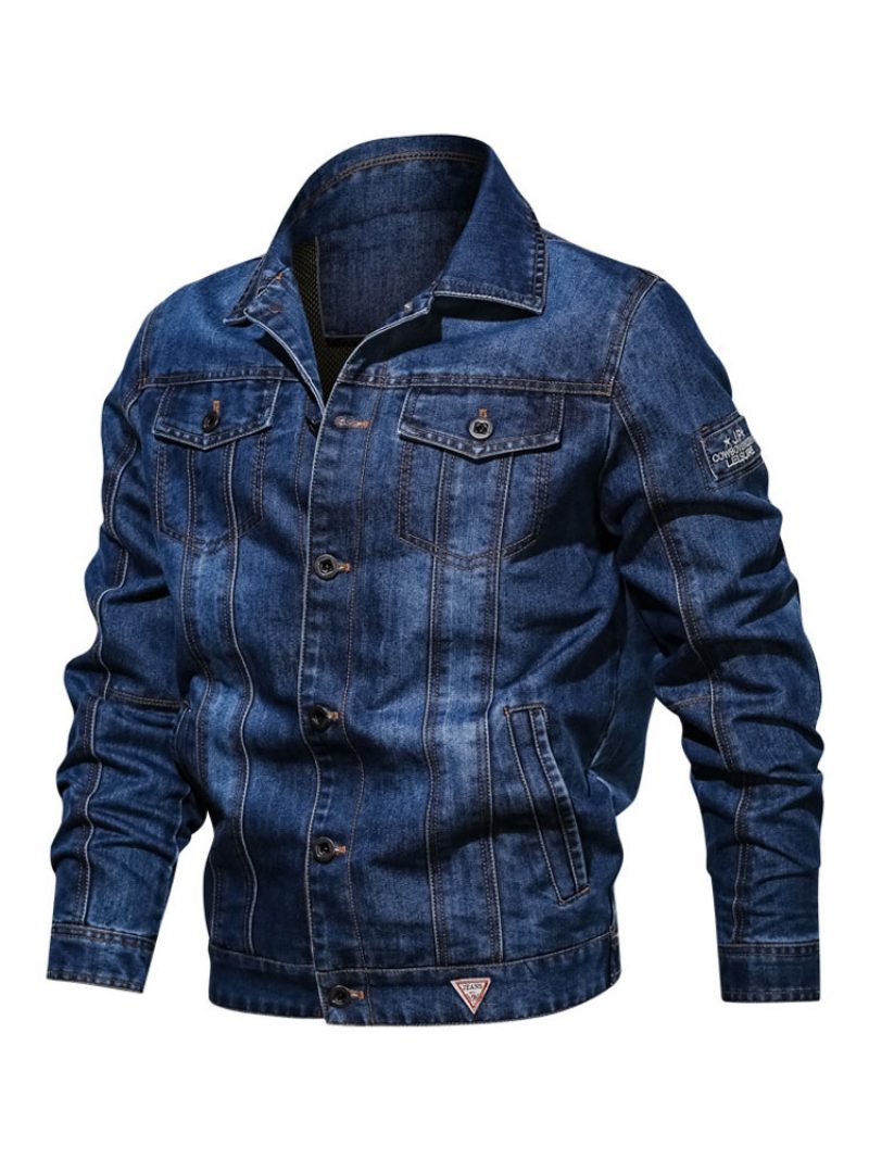 Herren Jeansjacken Chic Deep Blue Modern Cowboy Regular Fit Jacke - Blau