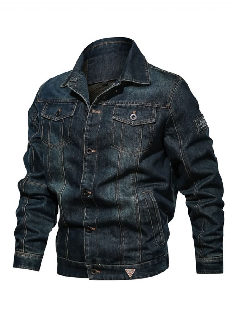 Herren Jeansjacken Chic Deep Blue Modern Cowboy Regular Fit Jacke - Cyan