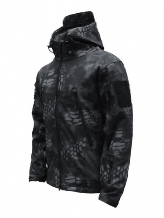 Herrenjacke Mit Kapuze Reißverschluss Polyester Modische Schwarze Jacke