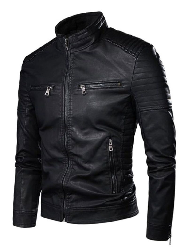 Lederjacke Für Herren Schicker Windjacke Herbst Schwarz Coole Wintermäntel