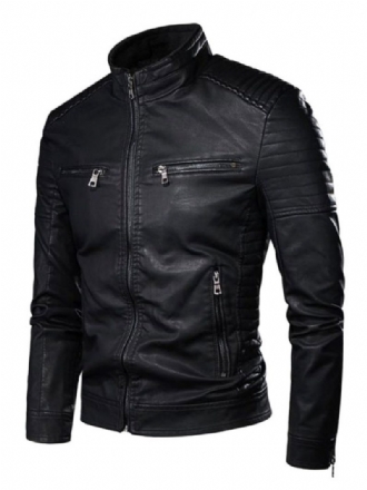 Lederjacke Für Herren Schicker Windjacke Herbst Schwarz Coole Wintermäntel