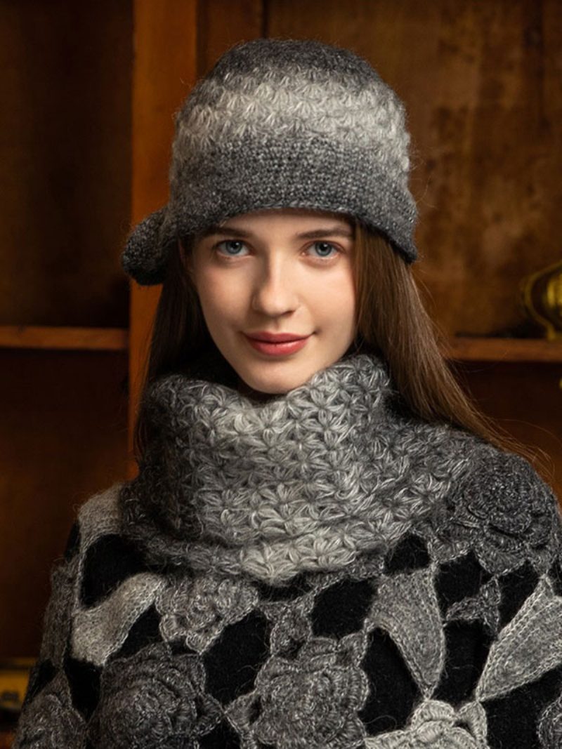 Damenmützen Hübsche Schicke Gestrickte Ausschnitte Warme Designer-wintermützen - Grau