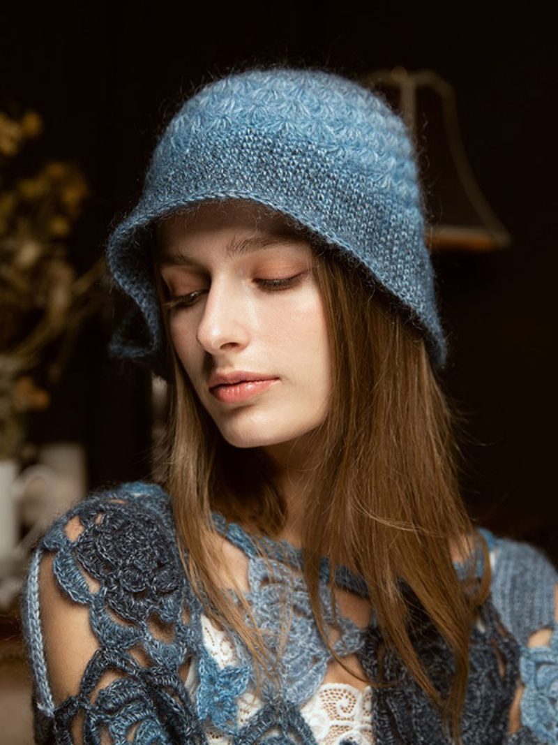 Damenmützen Hübsche Schicke Gestrickte Ausschnitte Warme Designer-wintermützen - Blau