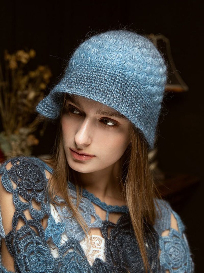 Damenmützen Hübsche Schicke Gestrickte Ausschnitte Warme Designer-wintermützen - Blau