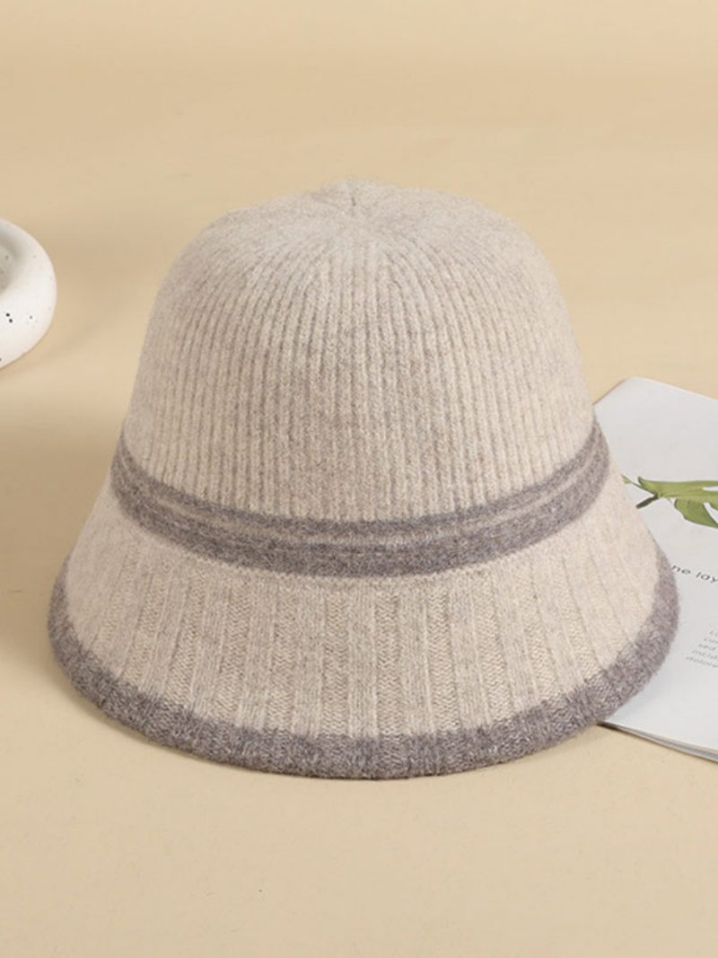 Damenmützen Moderne Streifen Wolle Schick Warme Wintermützen - Beige