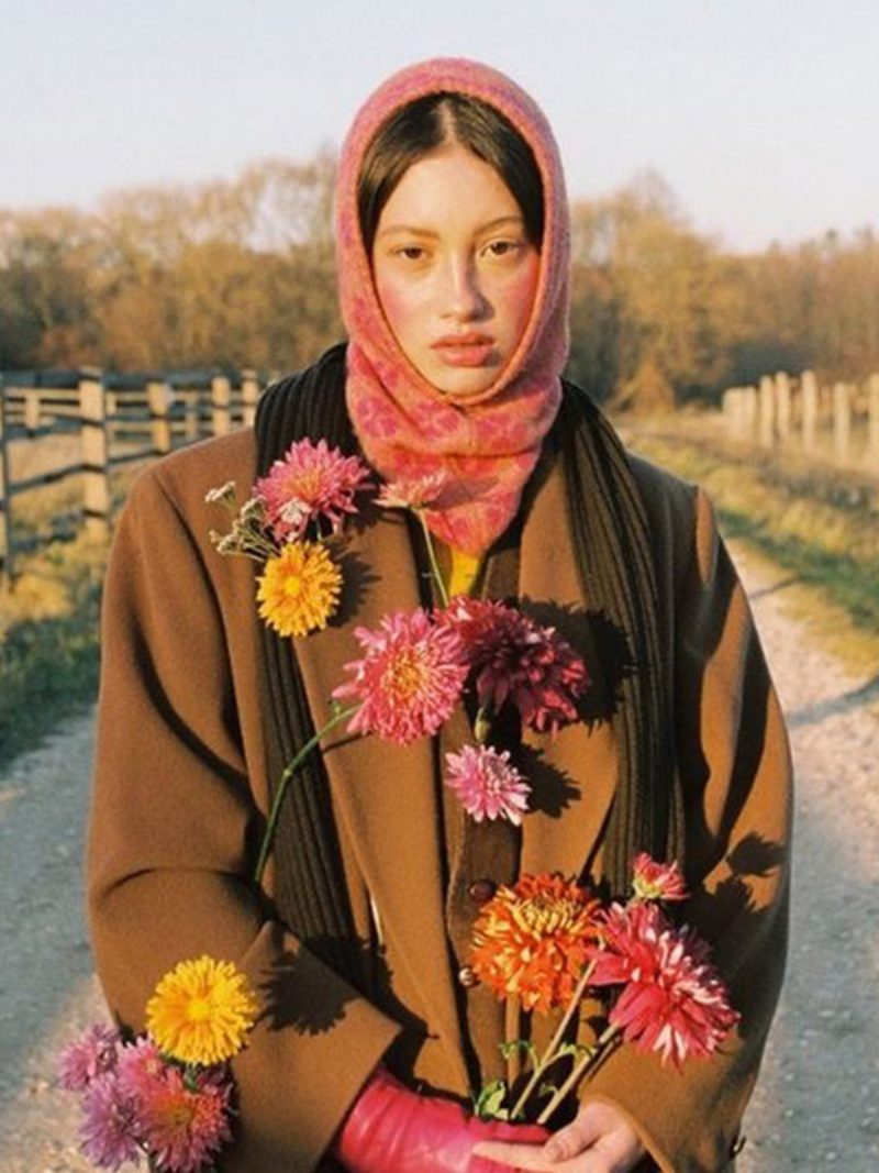 Jacquard-strickkapuze Schicke Modische Herbst-winter-damenmütze - Rosa