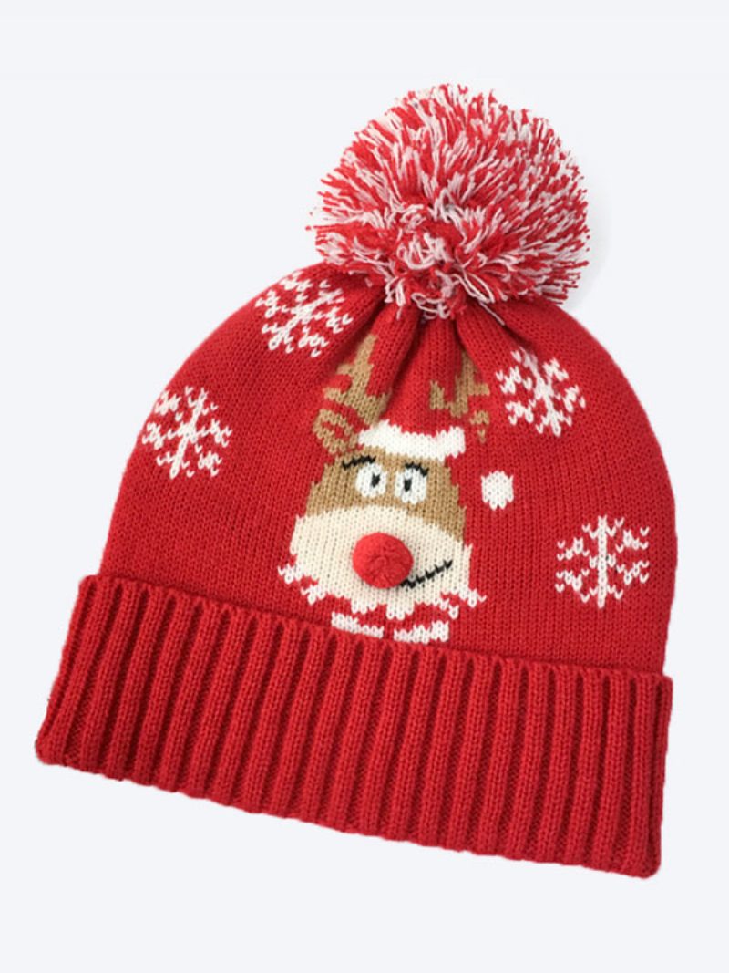 Mützen Für Damen Schönes Muster Poly/baumwollmischung Weihnachten Urlaub Geschenk Heimkleidung Winter Warm Süß Acc - Rot