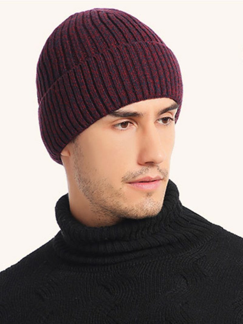 Tiefgraue Mützen Für Herren Schöne Warme Strickmützen Aus Acrylfaser Den Winter - Burgund