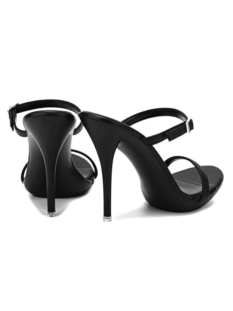 Damen-mule-heels Mit Zwei Riemen - Schwarz