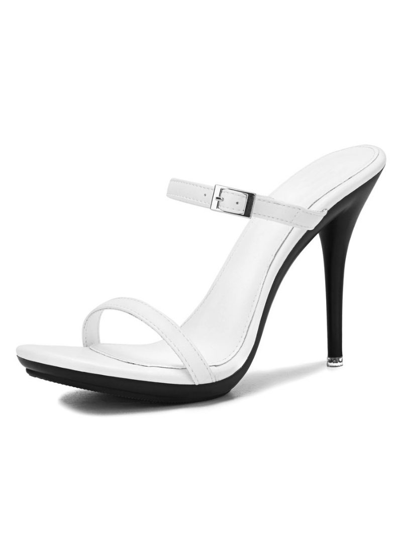 Damen-mule-heels Mit Zwei Riemen - Weiß