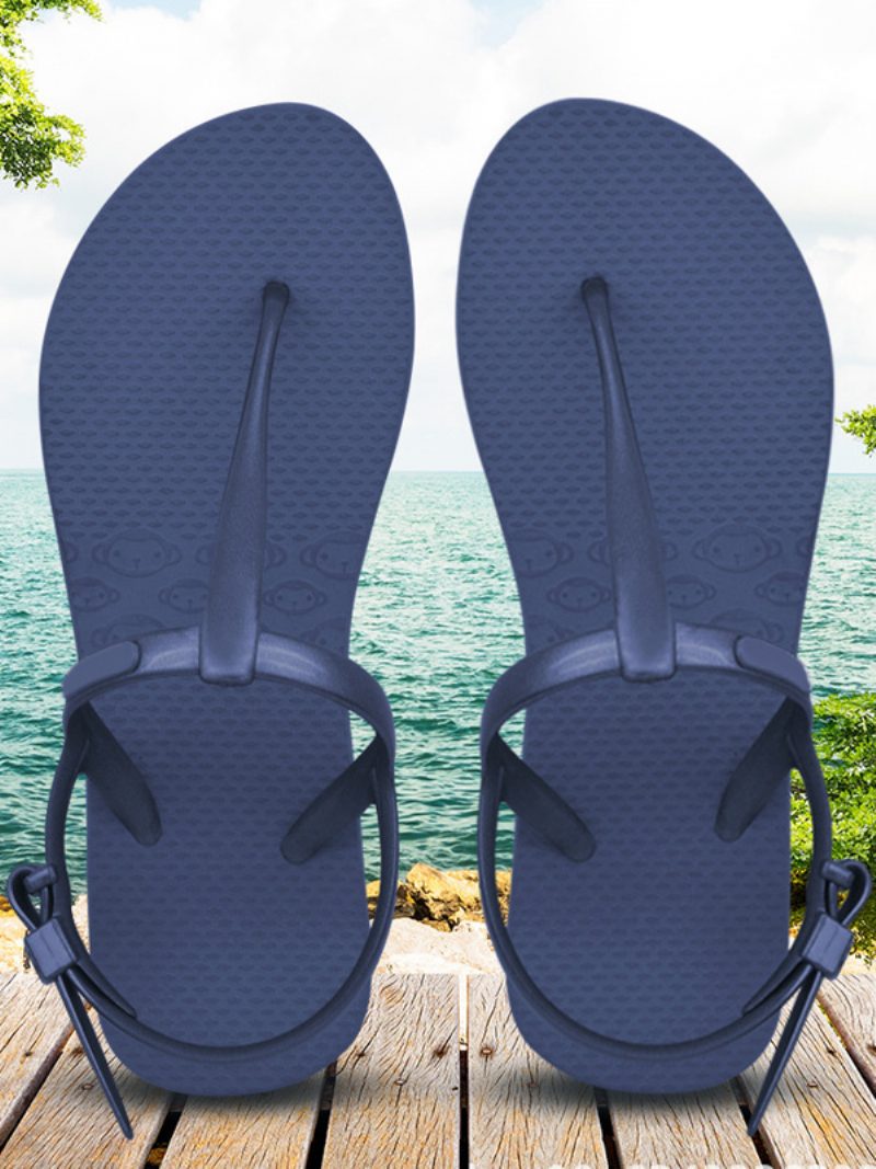 Damen-sandalen Mit Knöpfen Und Runder Zehenpartie Aus Gummi Blau