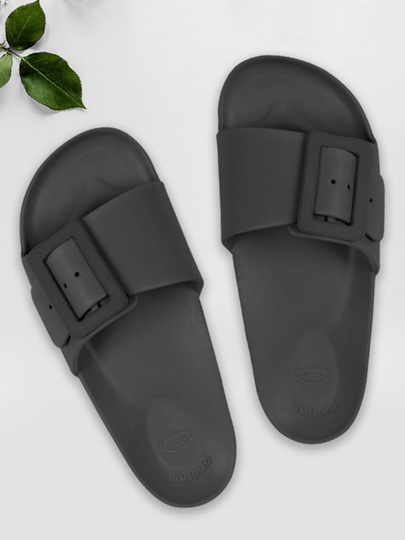 Damen-sandalen Schwarz Lässige Sandaletten Mit Knöpfen