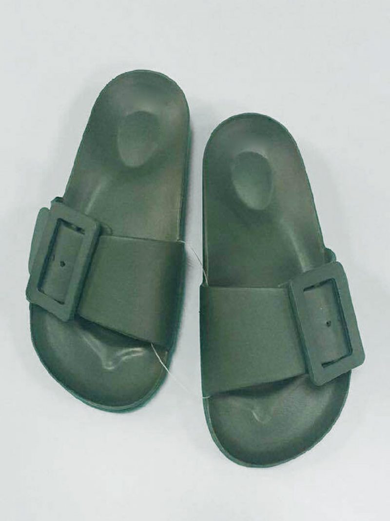 Damen-sandalen Schwarz Lässige Sandaletten Mit Knöpfen - Grün