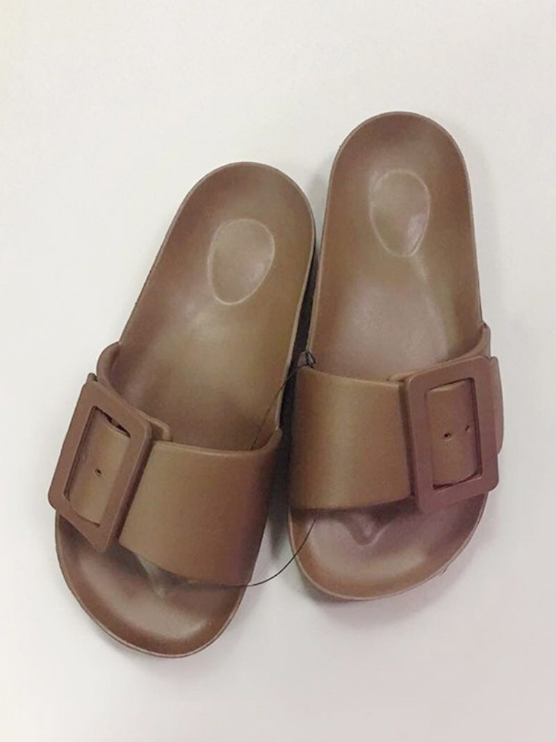 Damen-sandalen Schwarz Lässige Sandaletten Mit Knöpfen - Kaffeebraun