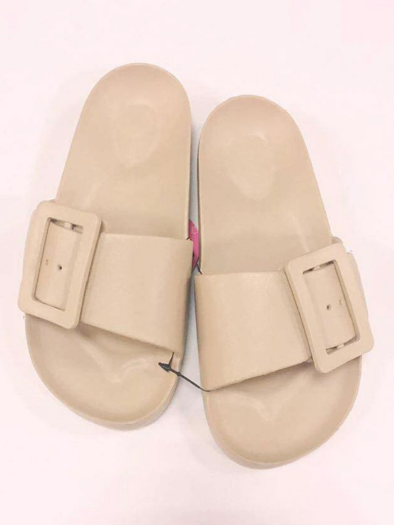 Damen-sandalen Schwarz Lässige Sandaletten Mit Knöpfen - Beige