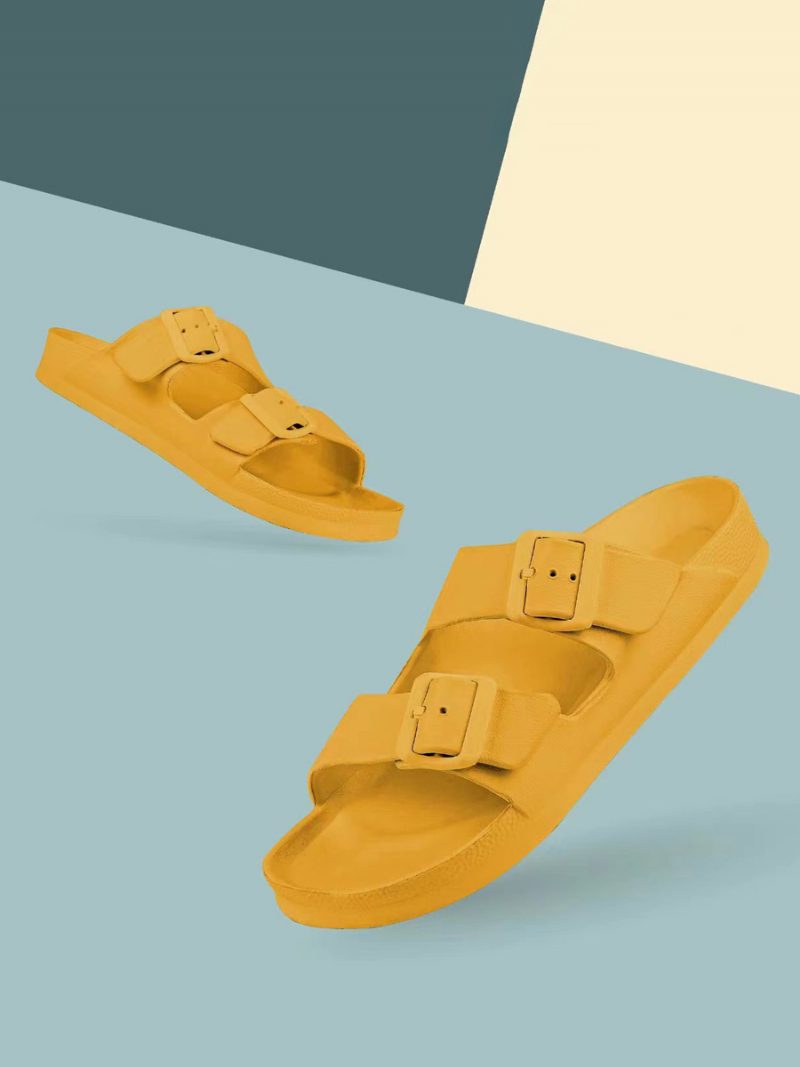 Damen-slide-sandalen Lässige Gummi-hausschuhe Mit Runder Zehenpartie