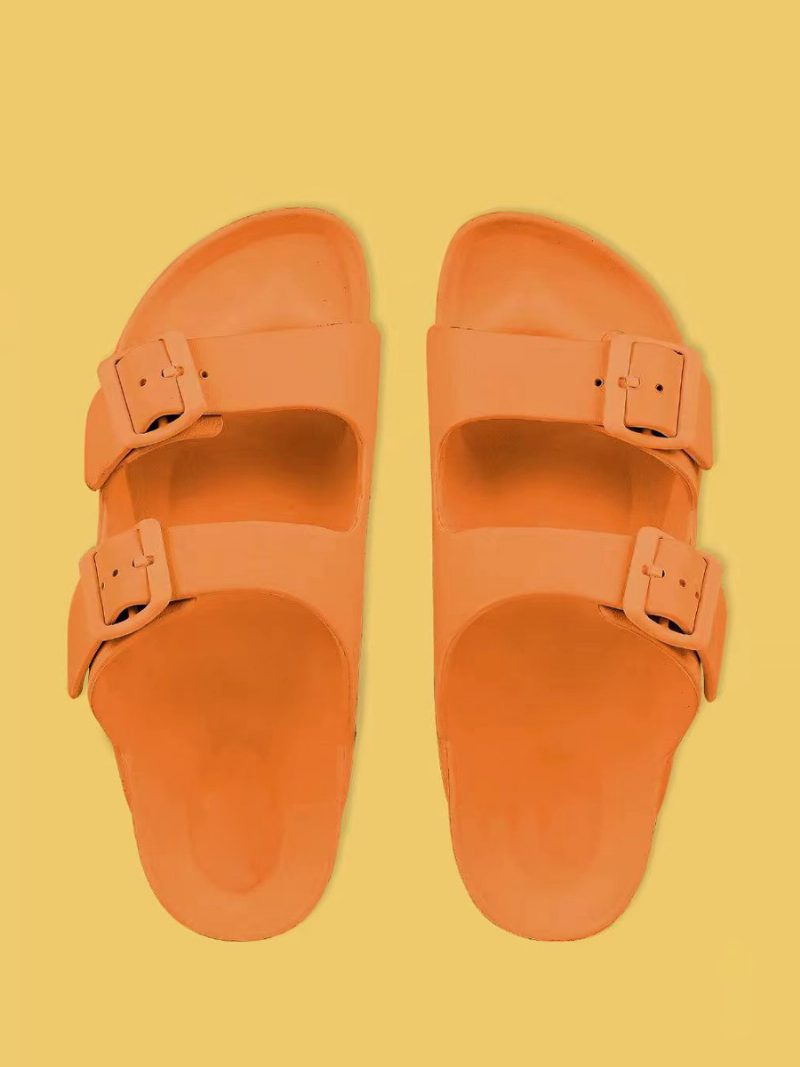 Damen-slide-sandalen Lässige Gummi-hausschuhe Mit Runder Zehenpartie - Orange