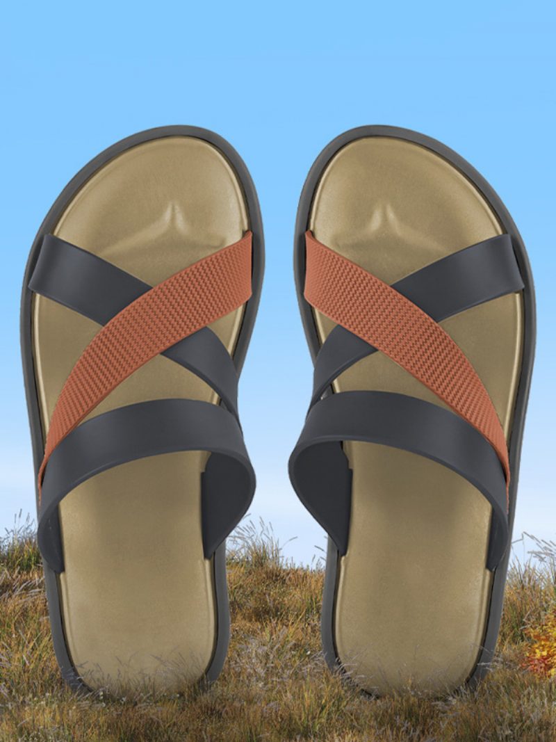 Damen-slide-sandalen Legere Gummi-hausschuhe Mit Zweifarbiger Runder Zehenpartie