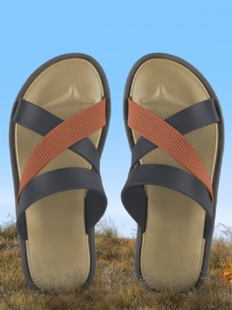 Damen-slide-sandalen Legere Gummi-hausschuhe Mit Zweifarbiger Runder Zehenpartie