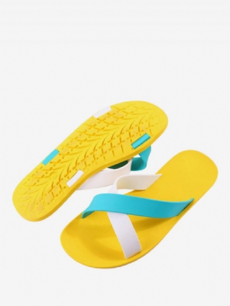 Damen-slide-sandalen Legere Gummi-hausschuhe Mit Zweifarbiger Runder Zehenpartie