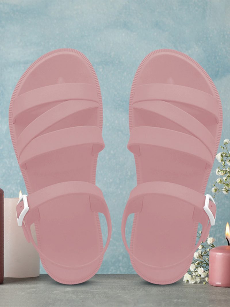 Damen-slidesandalen Ecruweiß Lässige Riemchensandalen - Rosa