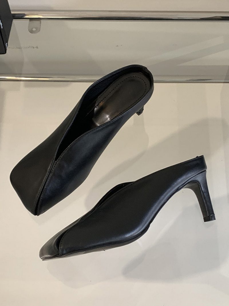 Metallic-pantoletten Für Damen Champagner-pantoletten Mit Stiletto-absatz - Schwarz