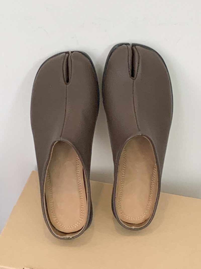 Schwarze Clogs Für Damen Zum Hineinschlüpfen Mit Fingerdesign - Tiefbraun