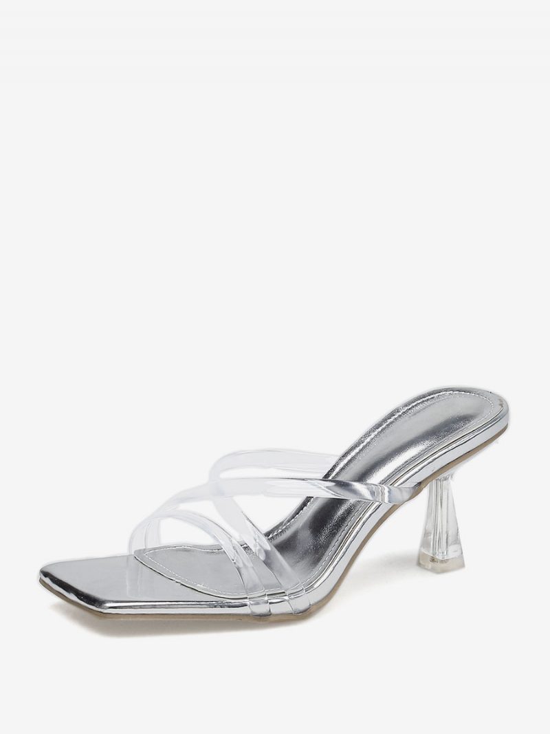 Transparente Damen-sandalen Mit Quadratischer Zehenpartie Und Stiletto-absatz Aus Pvc