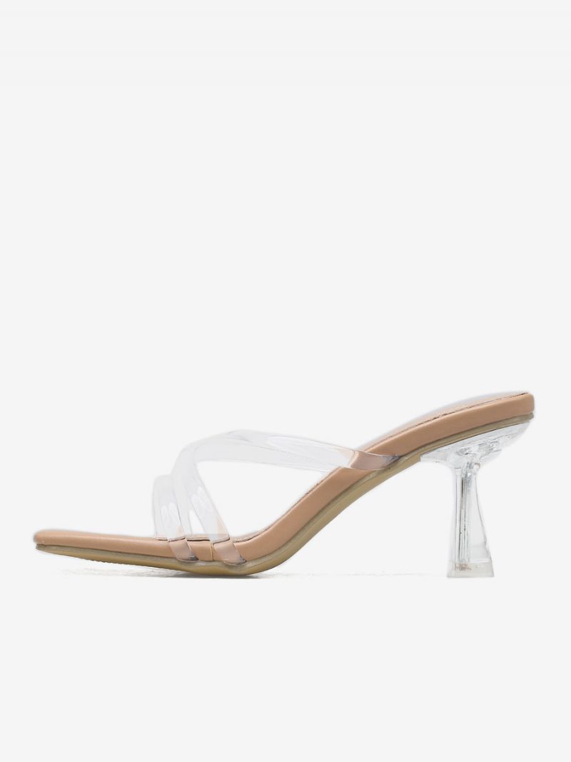 Transparente Damen-sandalen Mit Quadratischer Zehenpartie Und Stiletto-absatz Aus Pvc - Hellgelb