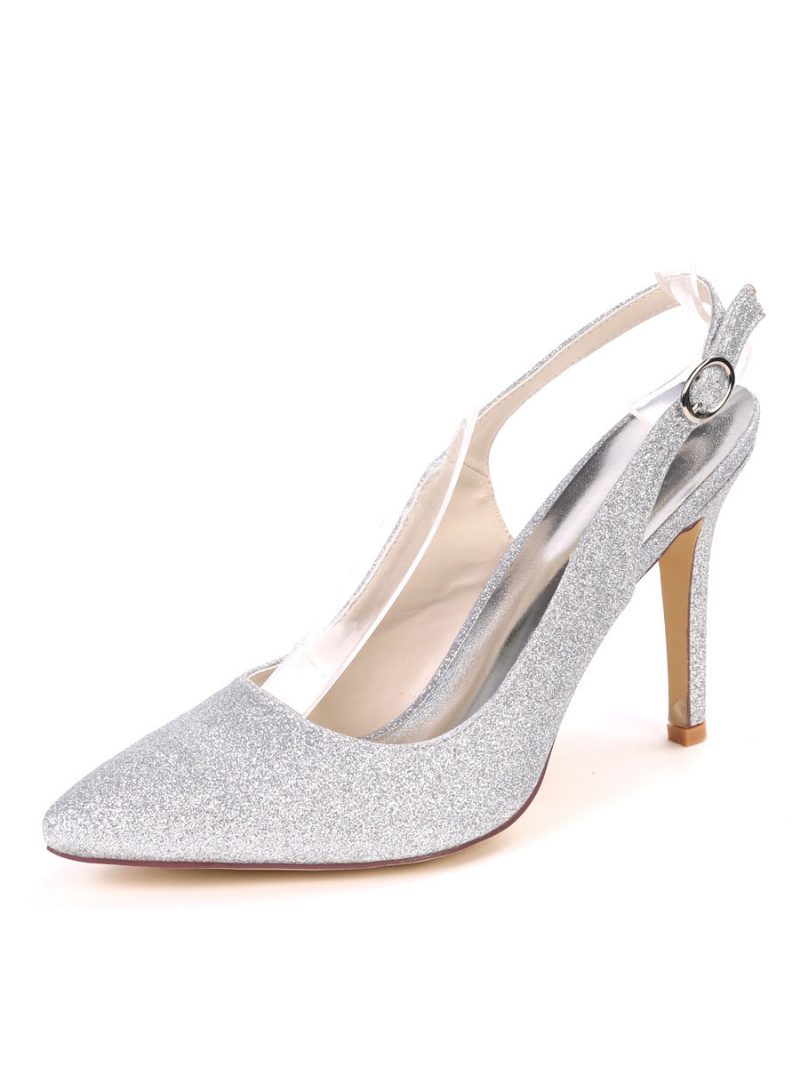 Damen-ballpumps Mit Glitzerndem Slingback Und Absatz