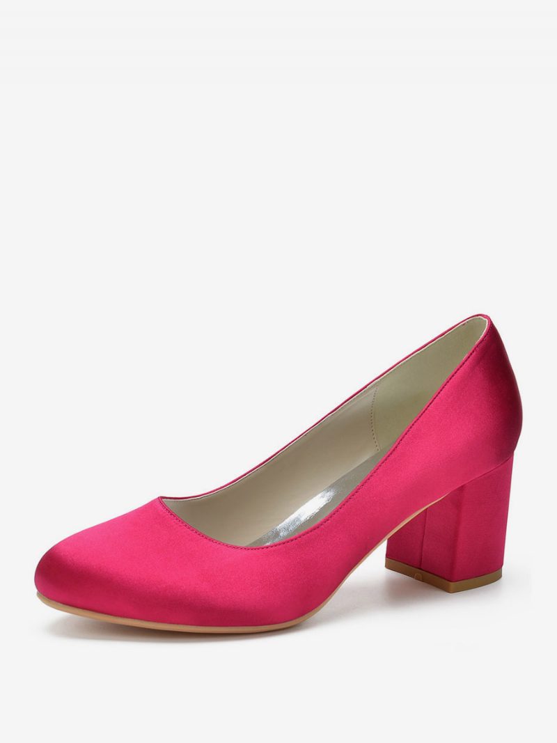 Damen-brautpumps Mit Blockabsatz Und Runder Spitze - Rose