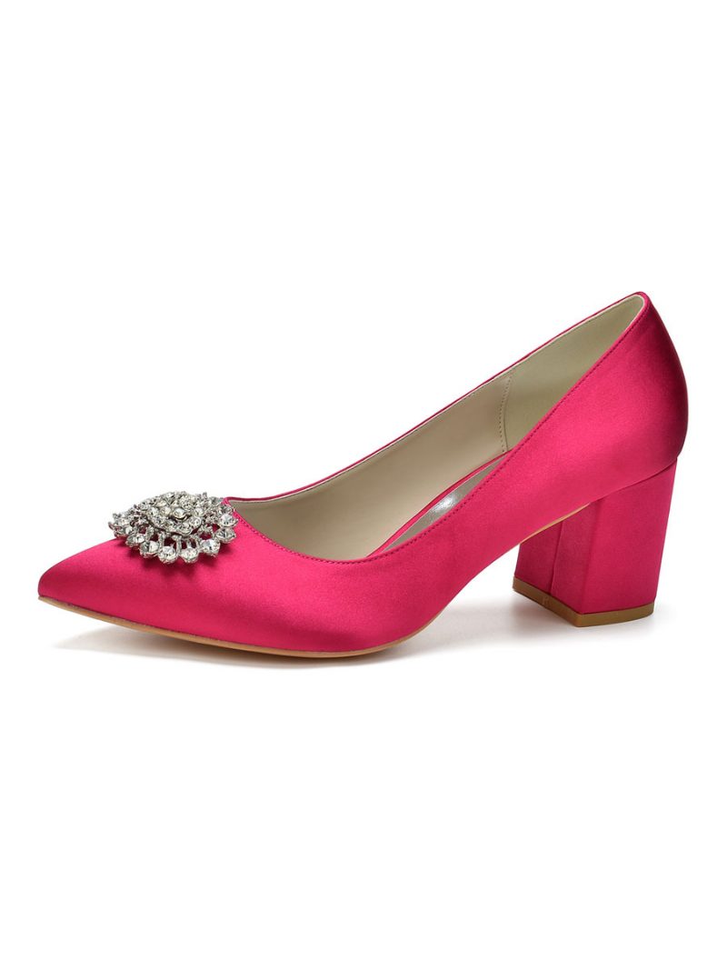 Damen-brautpumps Mit Blockabsatz Und Strass - Rose