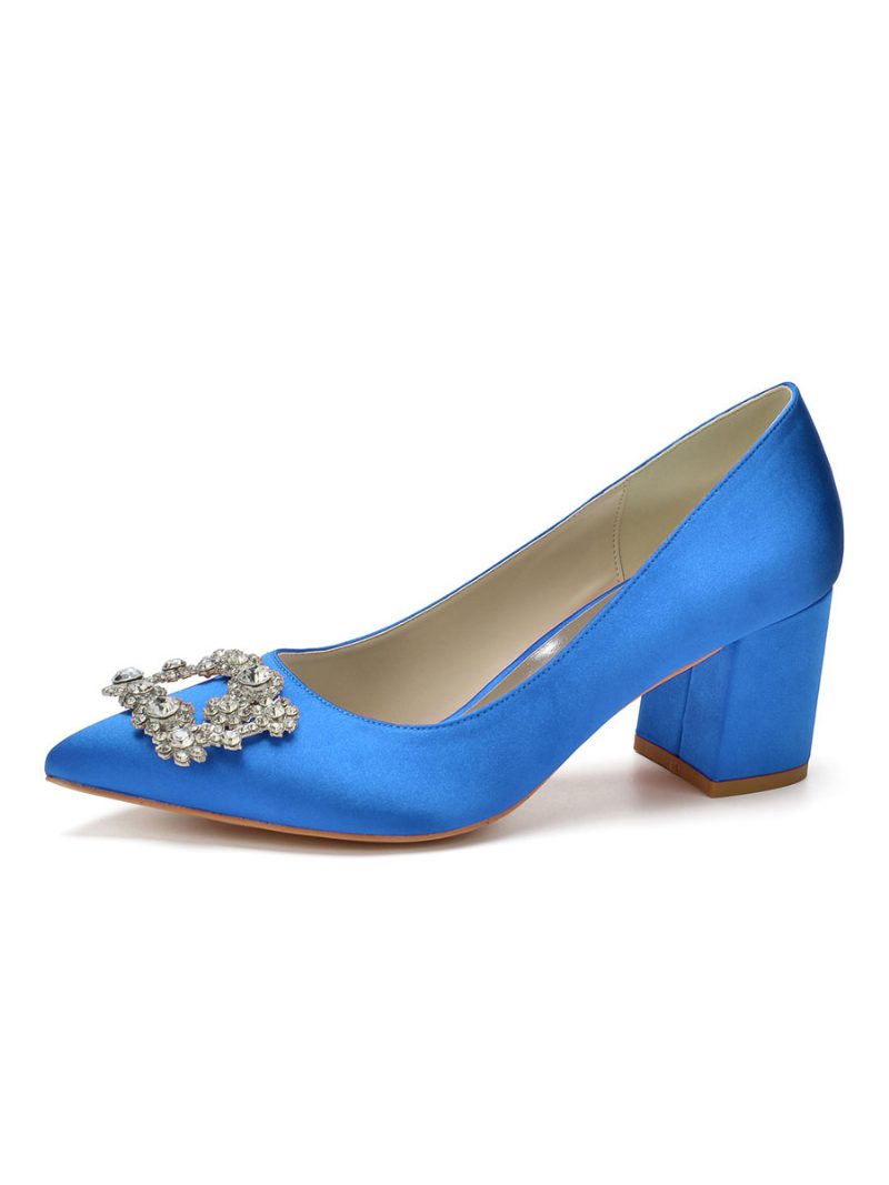 Damen-brautpumps Mit Niedrigem Absatz Und Strass - Blau