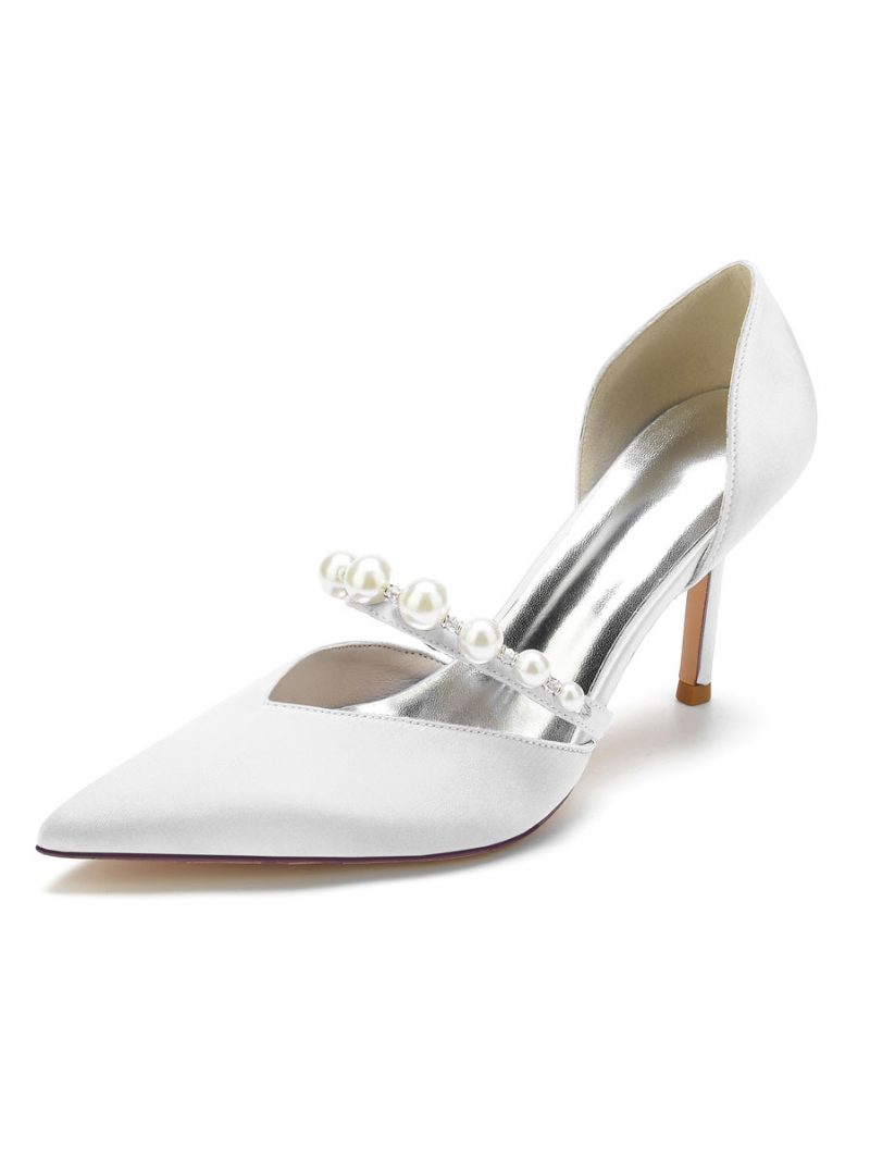 Damen-brautpumps Mit Perlen-stiletto-absatz Aus Satin