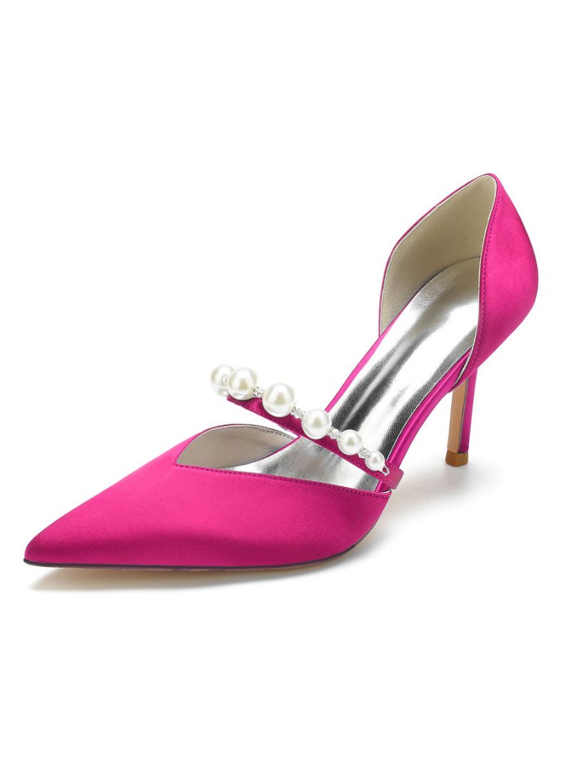 Damen-brautpumps Mit Perlen-stiletto-absatz Aus Satin - Rose