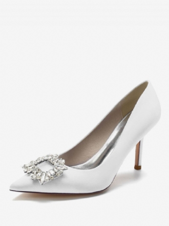 Damen-brautpumps Mit Strass-absatz Aus Satin