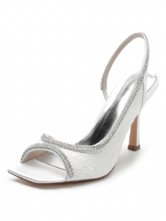 Damen-brautsandalen Mit Strasssteinen Spitze Slingback-stiletto-absatz